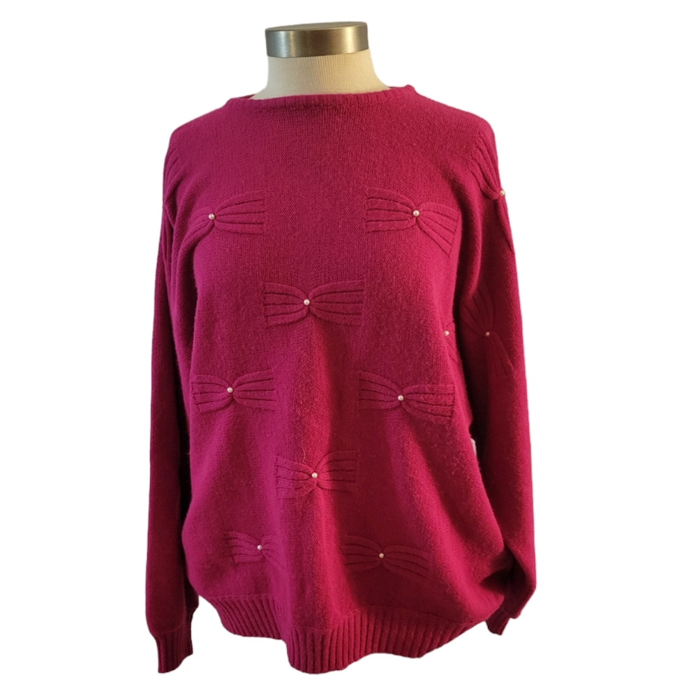Vintage Woodward Sweater Bows Pearls Barbie Core